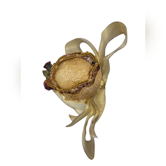 Vintage Made In France 9" Handmade Gold Silk Blend Angel Tree Topper - Picture 5 of 7